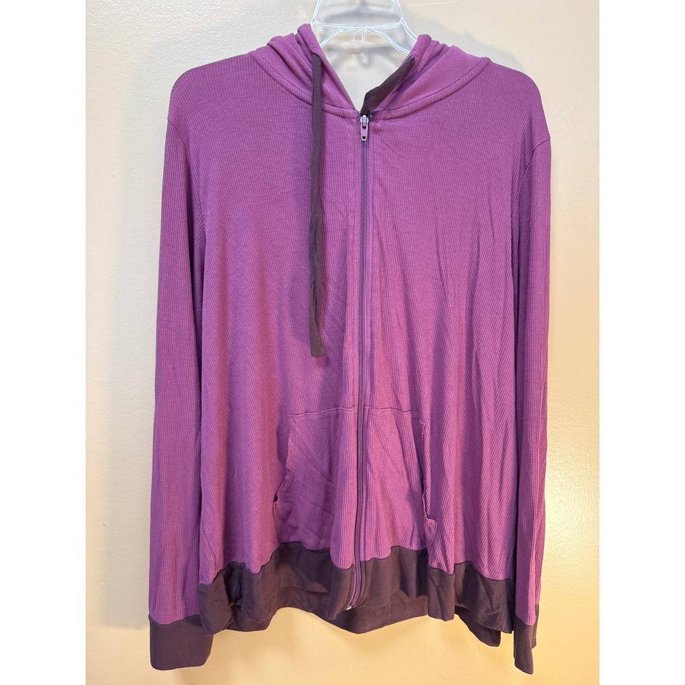Torrid Super Soft Light Rib Knit Sleep Hoodie Purple Full Zip Plus Size 3 3X